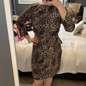 H&M animal print belted dress